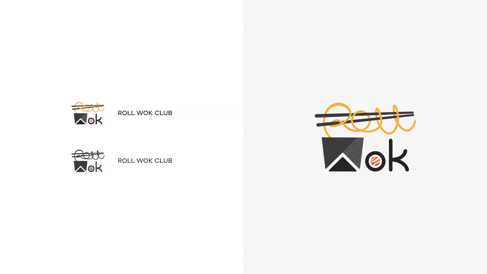 Разработка логотипа суши-бара «Roll Wok Club» в Светлом