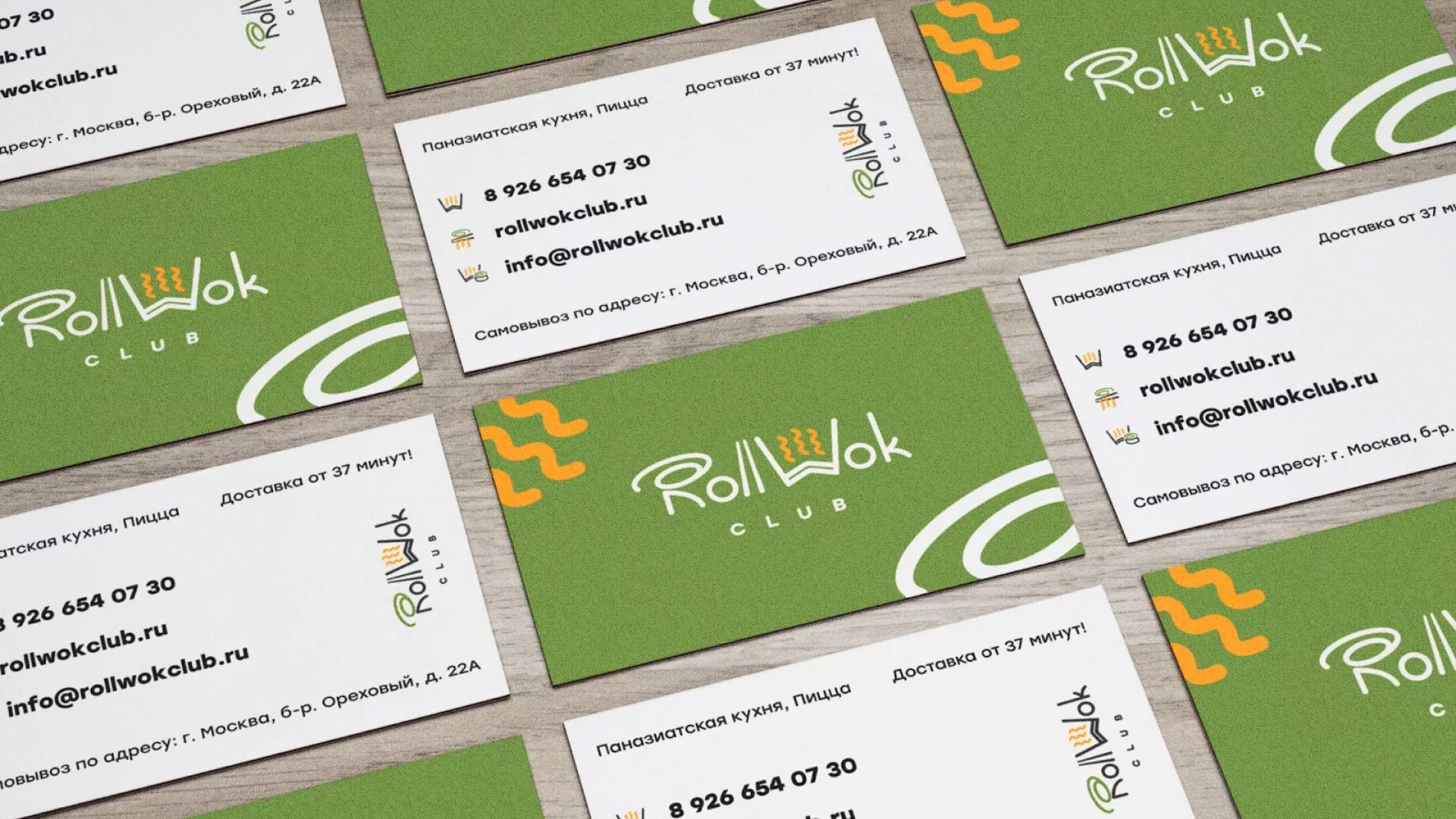 Разработка дизайна визиток суши-бара «Roll Wok Club» в Светлом